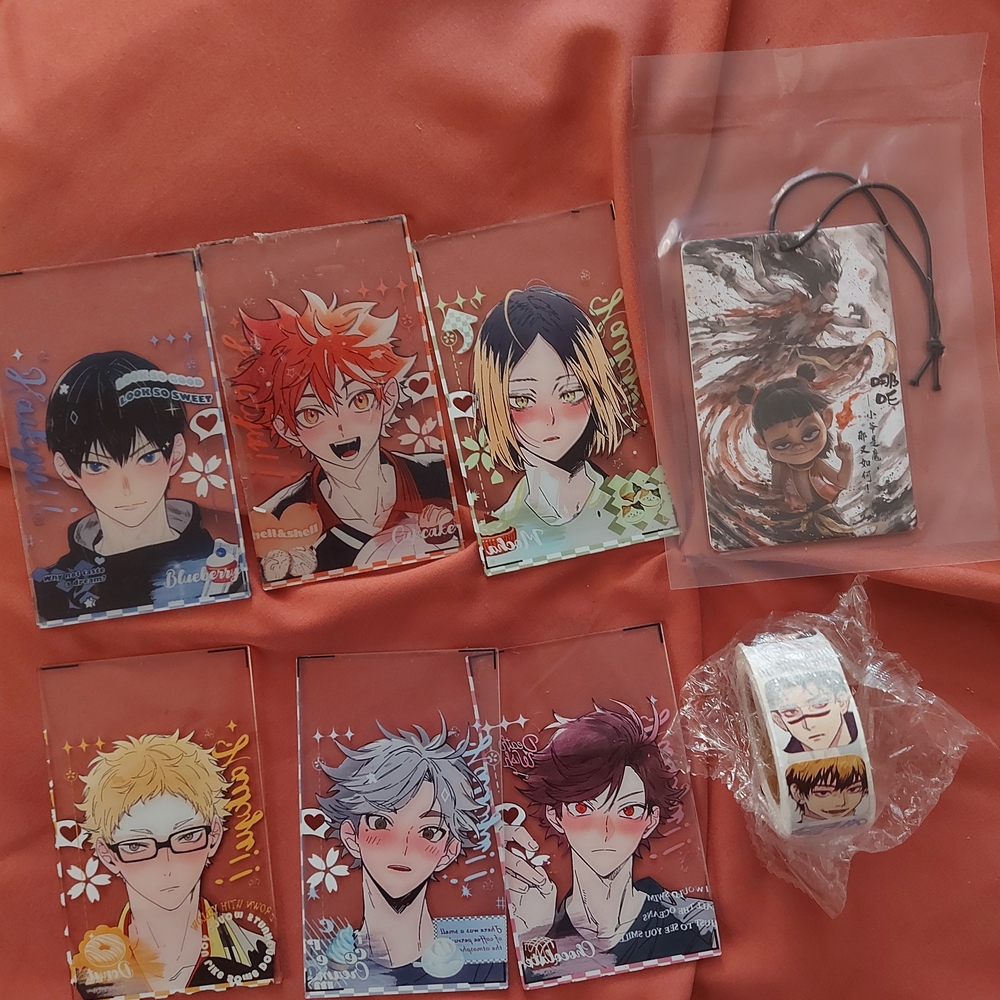 Anime Character Acrylic Keychains and Washi Tape Set